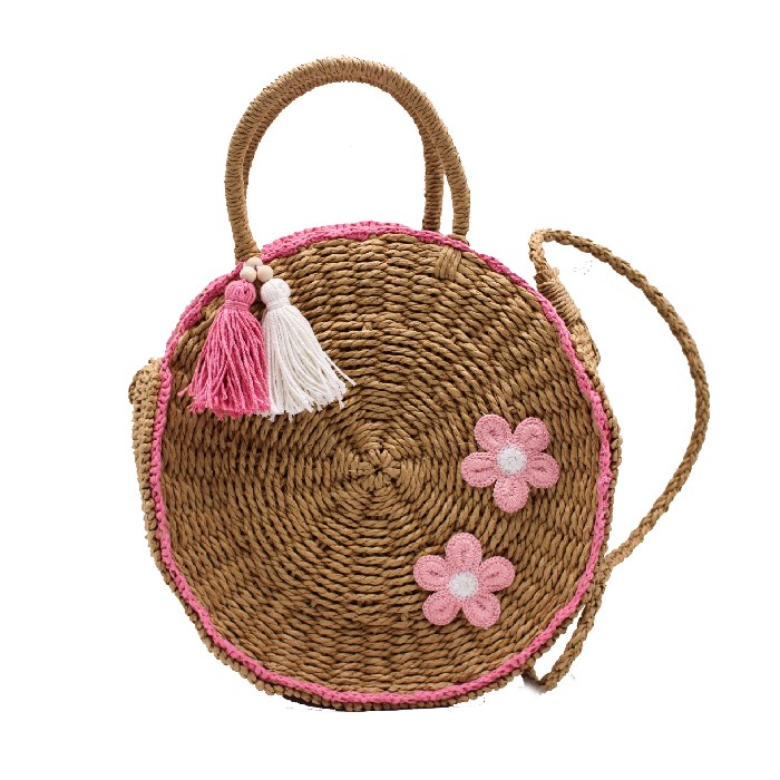 Borsa in morbida paglia di cotone per borsa a tracolla da donna Borsa a tracolla con nappa